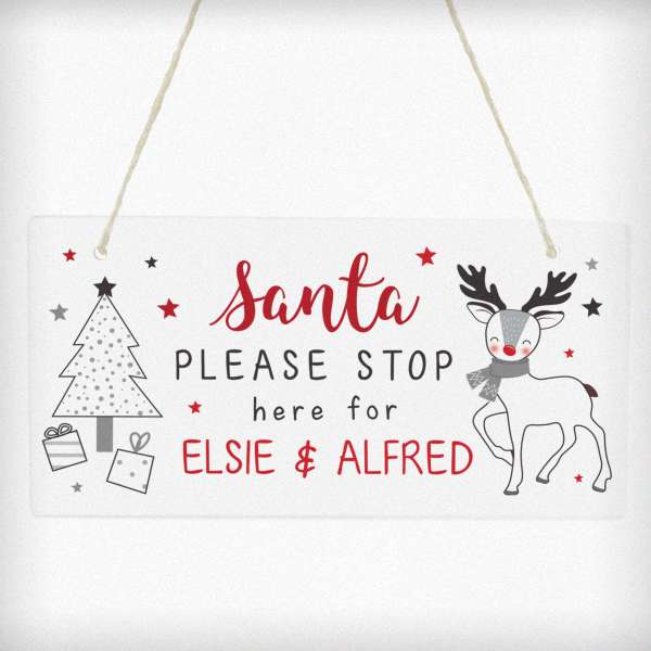 Modal Additional Images for Personalised Rudolph Santa Please Stop Here Sign