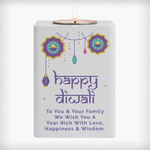 Modal Additional Images for Personalised Diwali Wooden Tealight Holder