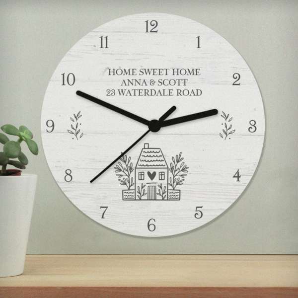 (image for) Personalised HOME Shabby Chic Wooden Clock - Click Image to Close