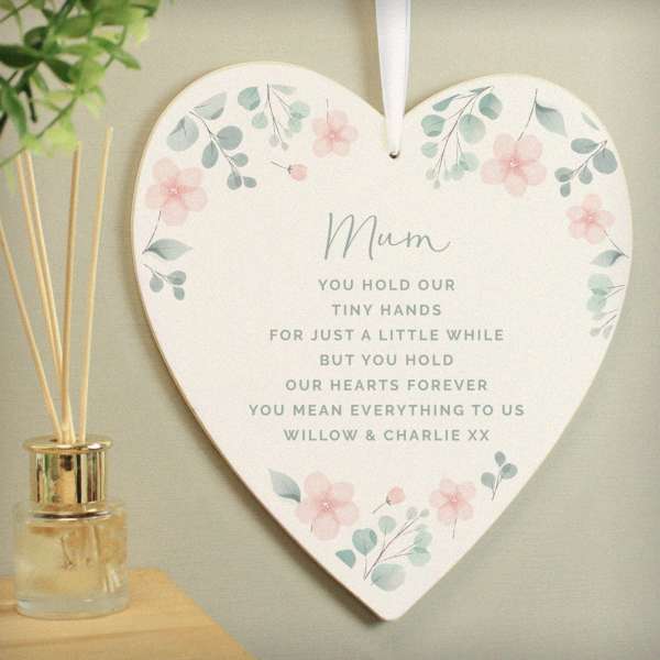 Modal Additional Images for Personalised Floral Wooden Heart Decoration