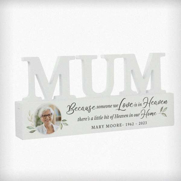 Modal Additional Images for Personalised Botanical Memorial Photo Upload Wooden Mum Ornament