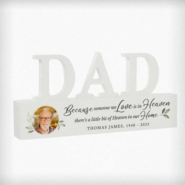 Modal Additional Images for Personalised Botanical Memorial Photo Upload Wooden Dad Ornament