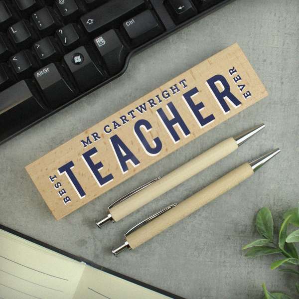 (image for) Personalised Best Teacher Wooden Pen and Pencil Set - Click Image to Close