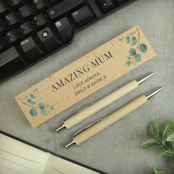 Modal Additional Images for Personalised Botanical Wooden Pen and Pencil Set