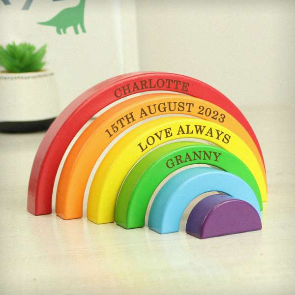 Modal Additional Images for Personalised Wooden Rainbow Stacker