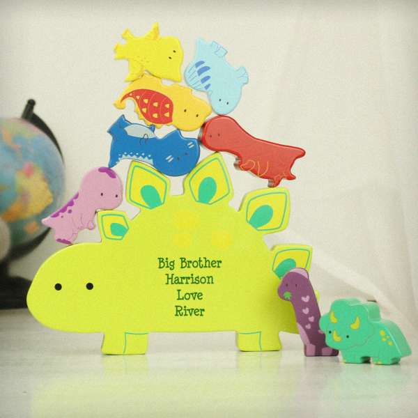(image for) Personalised Free Text Wooden Dinosaur Stacker Toy - Click Image to Close
