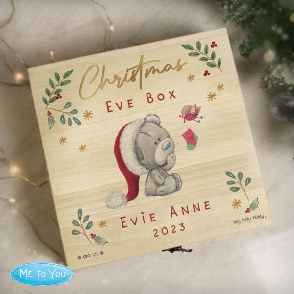 (image for) Personalised Winter Explorer Christmas Eve Tiny Tatty Teddy Large Wooden Keepsake Box - Click Image to Close