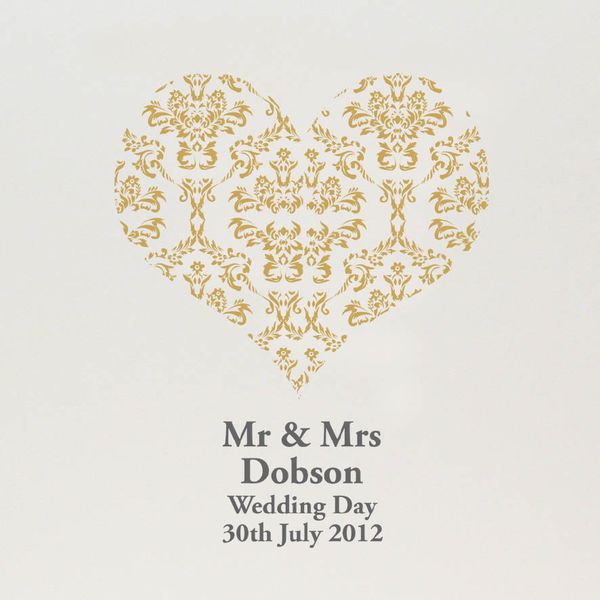 (image for) Personalised Gold Damask Heart Traditional Album - Click Image to Close
