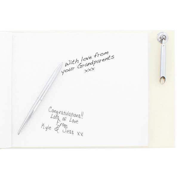 (image for) Personalised Hardback Guest Book & Pen Hearts Design - Click Image to Close