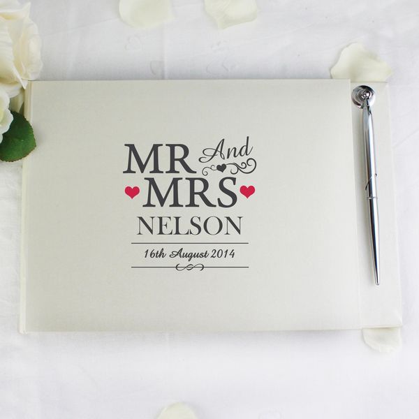 (image for) Personalised Mr & Mrs Guest Book & Pen