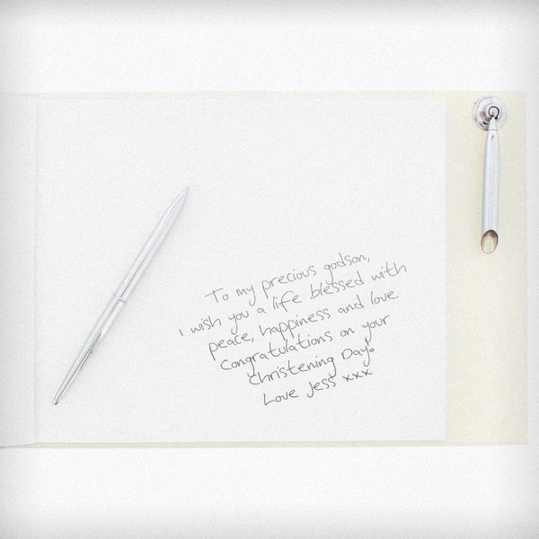 (image for) Personalised 'Truly Blessed' Christening Hardback Guest Book & Pen - Click Image to Close