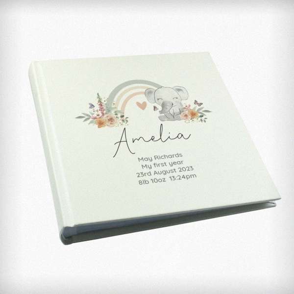 (image for) Personalised Floral Elephant Square Photo Album - Click Image to Close