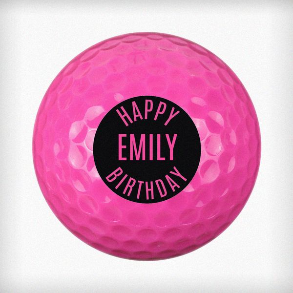 (image for) Personalised Happy Birthday Pink Golf Ball - Click Image to Close