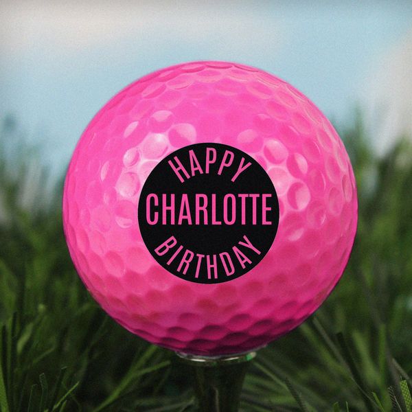 Modal Additional Images for Personalised Happy Birthday Pink Golf Ball
