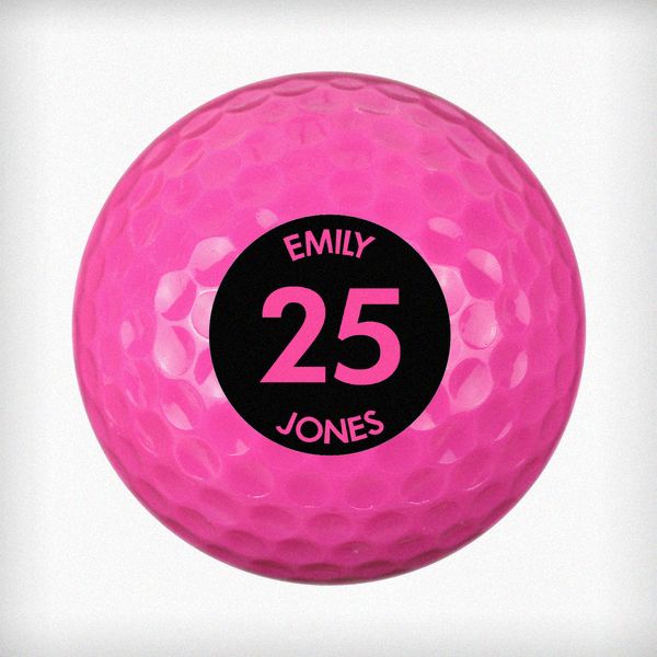(image for) Personalised Big Age Pink Golf Ball - Click Image to Close