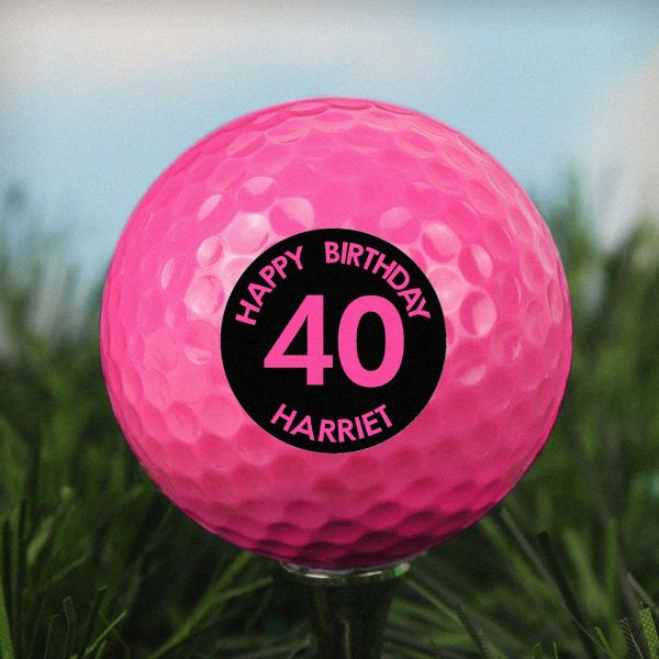 Modal Additional Images for Personalised Big Age Pink Golf Ball