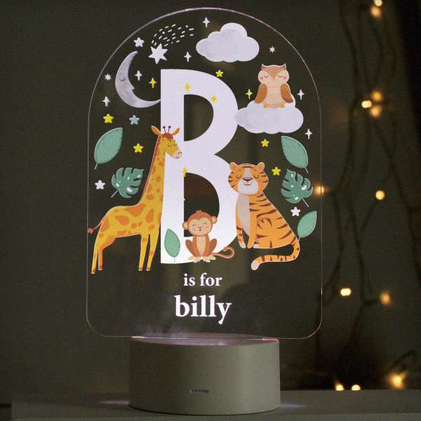 (image for) Personalised Animal Alphabet LED Colour Changing Night Light - Click Image to Close