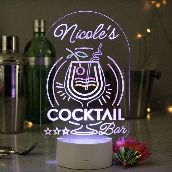 (image for) Personalised Cocktail LED Colour Changing Night Light - Click Image to Close
