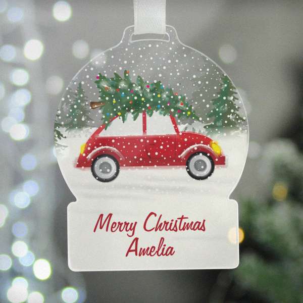 (image for) Personalised Driving Home For Christmas Acrylic Snowglobe Decoration - Click Image to Close