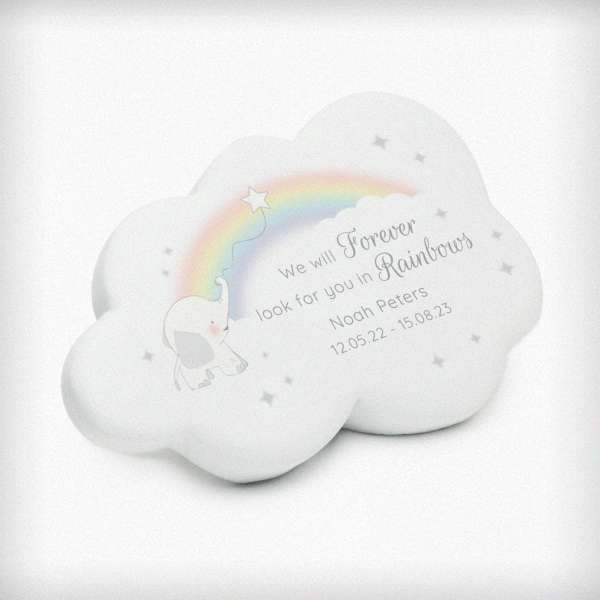 Modal Additional Images for Personalised Rainbow Elephant Cloud Memorial Resin Stone