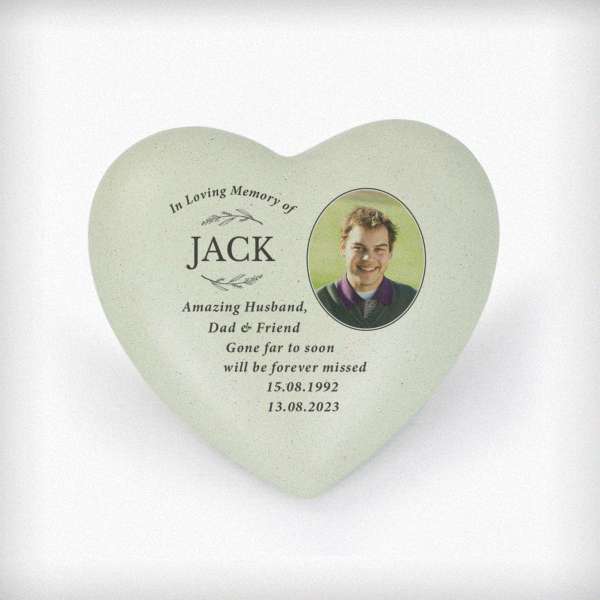 (image for) Personalised In Loving Memory Photo Upload Memorial Resin Heart - Click Image to Close