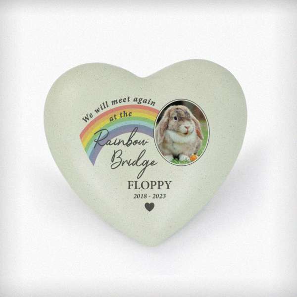 (image for) Personalised Pet Rainbow Photo Upload Memorial Resin Heart - Click Image to Close