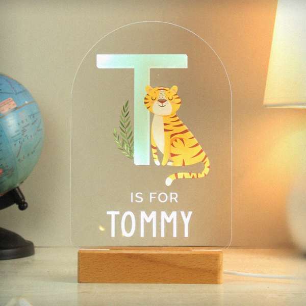 (image for) Personalised Animal Alphabet Wooden Based LED Light - Click Image to Close