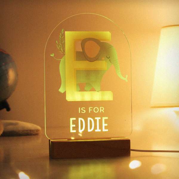 (image for) Personalised Animal Alphabet Wooden Based LED Light - Click Image to Close