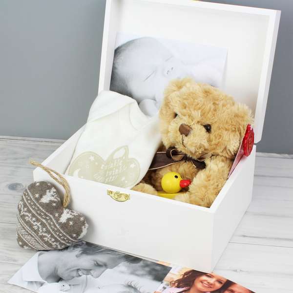 (image for) Personalised Twinkle Twinkle White Wooden Keepsake Box - Click Image to Close