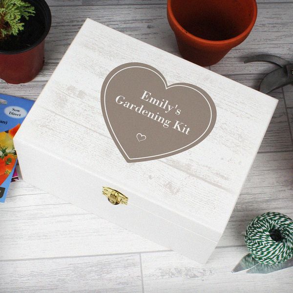 Modal Additional Images for Personalised Rustic Heart White Wooden Keepsake Box