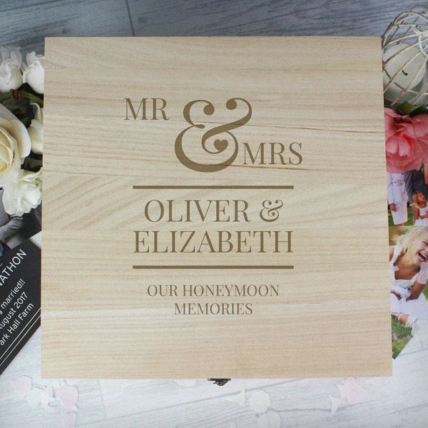 Modal Additional Images for Personalised Mr & Mrs Large Wooden Keepsake Box