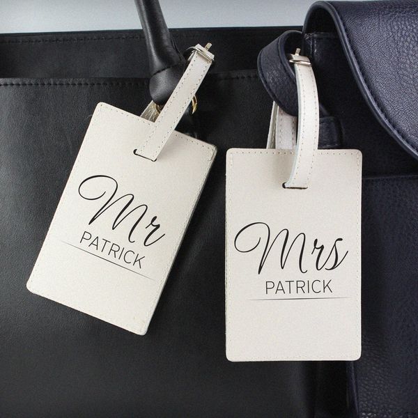 (image for) Personalised Mr & Mrs Classic Cream Luggage Tags - Click Image to Close