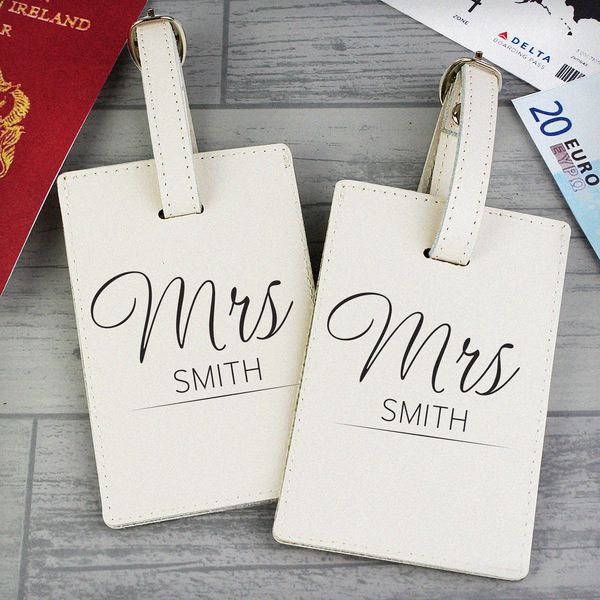 Modal Additional Images for Personalised Mr & Mrs Classic Cream Luggage Tags
