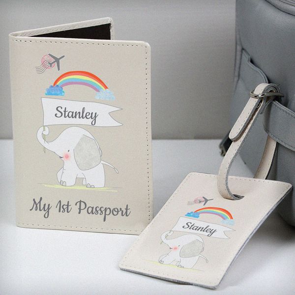 (image for) Personalised My 1st Cream Passport Holder & Luggage Tag Set - Click Image to Close