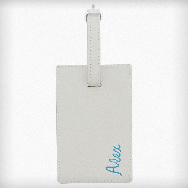 (image for) Personalised Blue Name Cream Luggage Tag - Click Image to Close