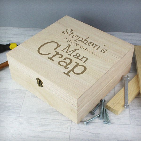 Modal Additional Images for Personalised Box of Man Crap Large Wooden Keepsake Box