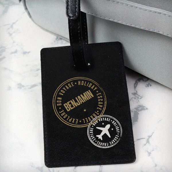 Modal Additional Images for Personalised Stamped Black Luggage Tag