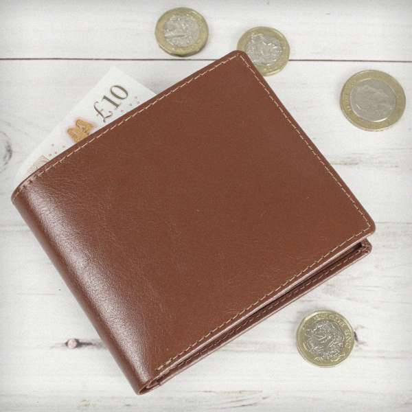 Modal Additional Images for Personalised Free Text Tan Leather Wallet