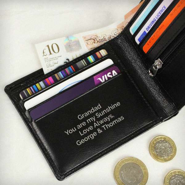 (image for) Personalised Free Text Black Leather Wallet - Click Image to Close