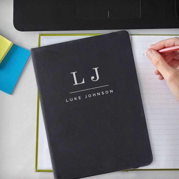 (image for) Personalised Initials Black Hardback Notebook - Click Image to Close