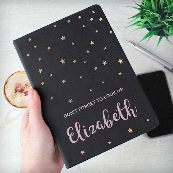 (image for) Personalised Starry Black Hardback Notebook - Click Image to Close