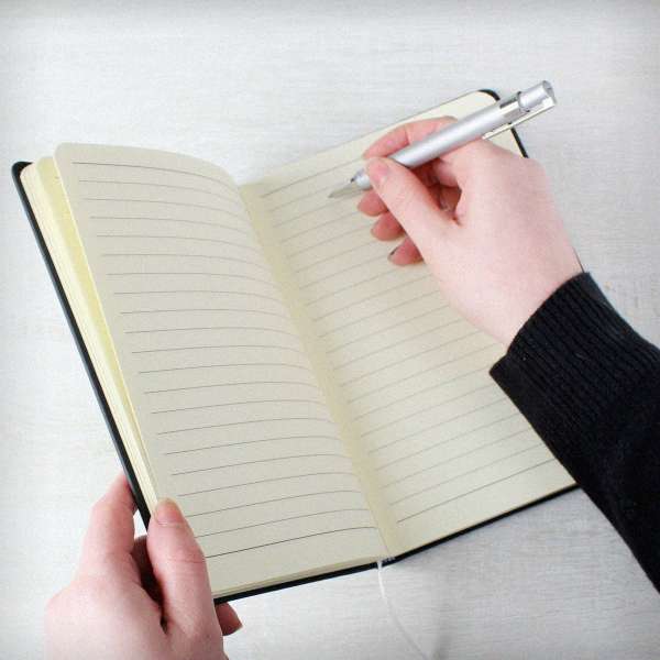Modal Additional Images for Personalised Leopard Print Black Hardback Notebook