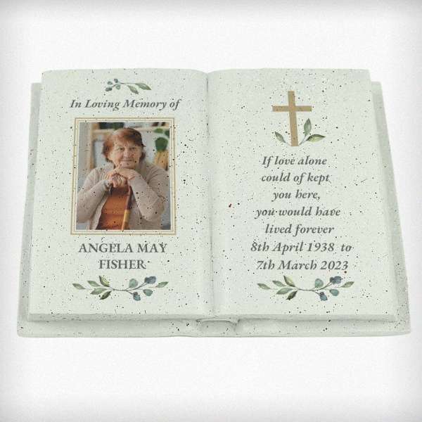 (image for) Personalised Memorial Cross Photo Upload Resin Book - Click Image to Close