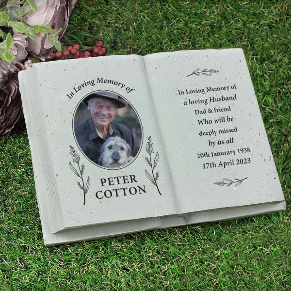(image for) Personalised Botanical Memorial Photo Upload Resin Book - Click Image to Close