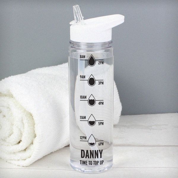 (image for) Personalised Black 'Hydration Tracker' Island Water Bottle - Click Image to Close