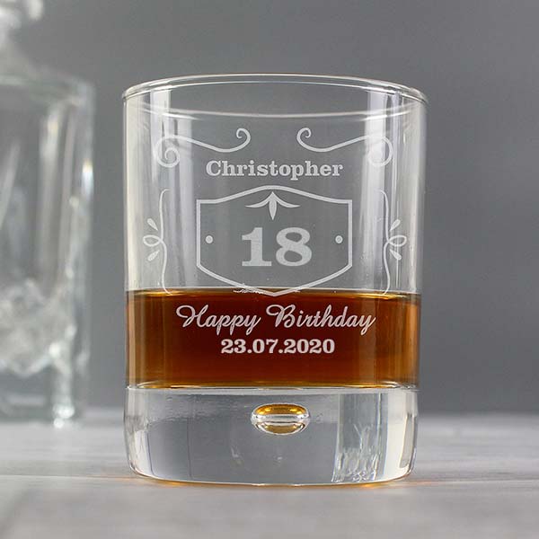 (image for) Personalised 18th Birthday Classic Whiskey Style Tumbler Glass - Click Image to Close