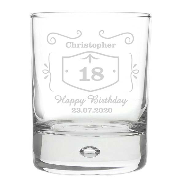 Modal Additional Images for Personalised 18th Birthday Classic Whiskey Style Tumbler Glass