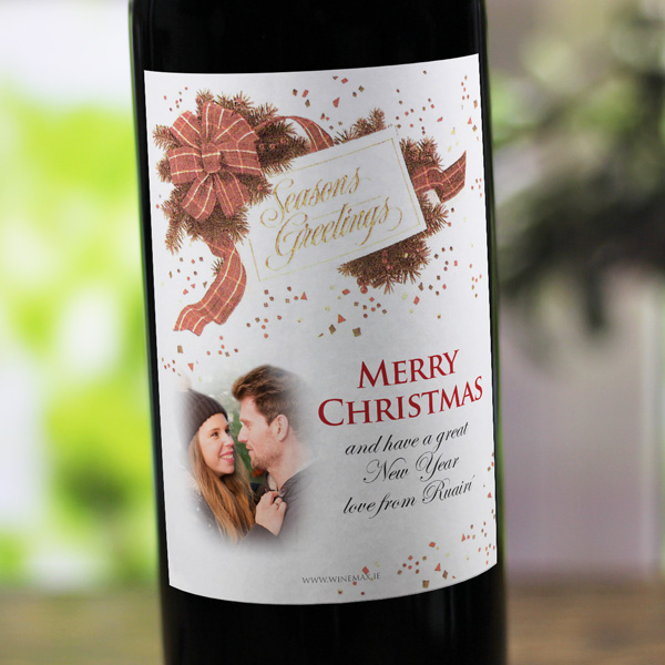 (image for) Bow and Pine Personalised Christmas Labelled Wine - Click Image to Close