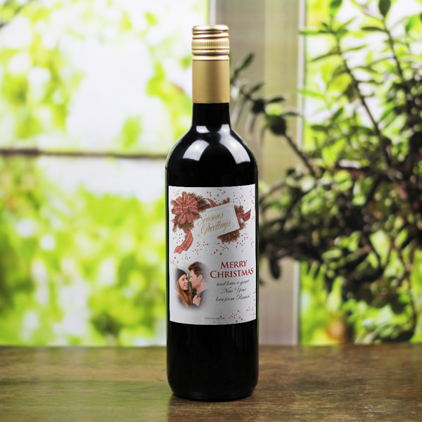 (image for) Bow and Pine Personalised Christmas Labelled Wine - Click Image to Close
