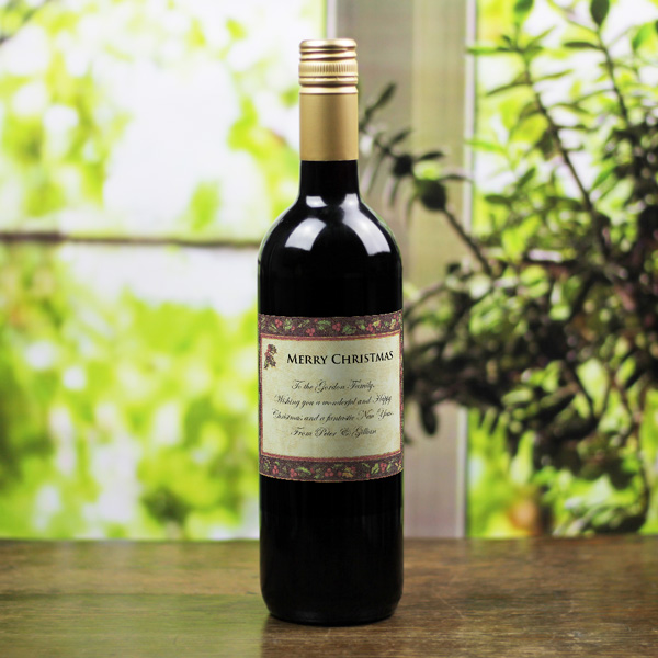 (image for) Holly Personalised Christmas Labelled Wine - Click Image to Close
